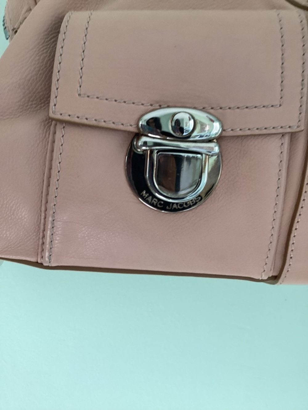 VTG Marc Jacobs Large Leather Shoulder Bag Dusty Rose Y2K - Picture 9 of 16